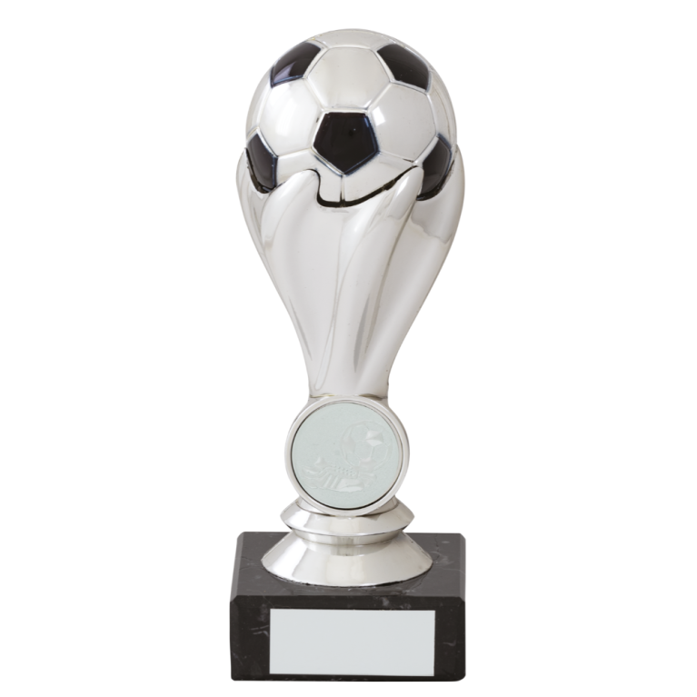 Bright Silver Football top on marble Base for 1" centre 4 sizes