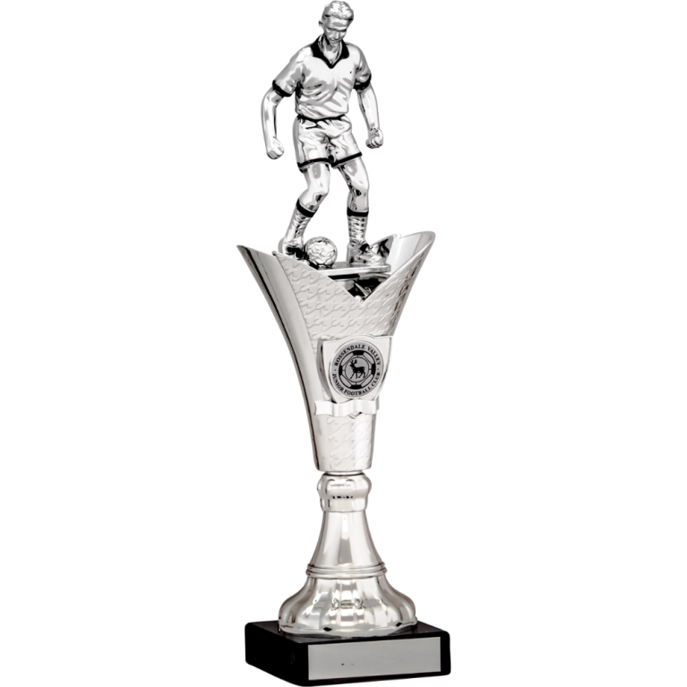 Bright Silver Football Figurine on Marble Base 4 sizes