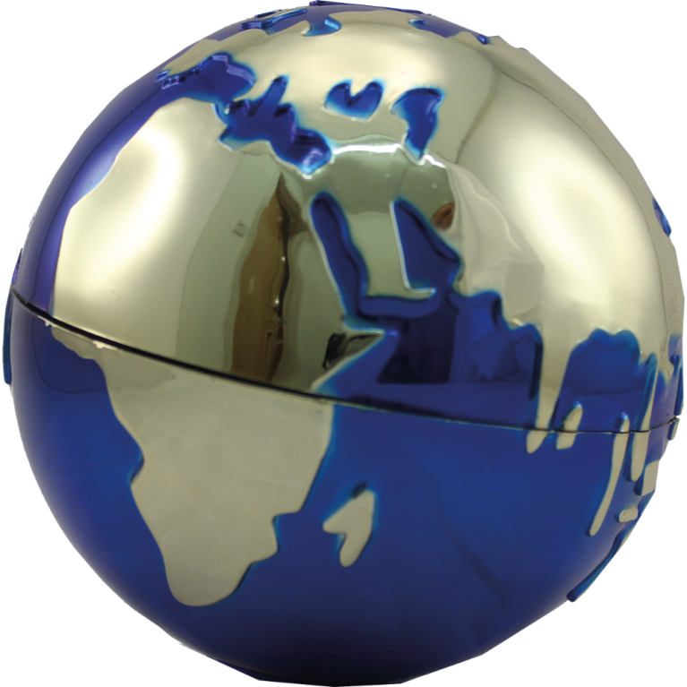 Bright Gold World Globe Top with Blue Trim Top 3 sizes