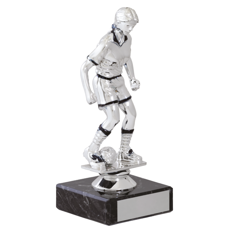 Bright Silver Figurine on Marble Column and Base in 4 sizes