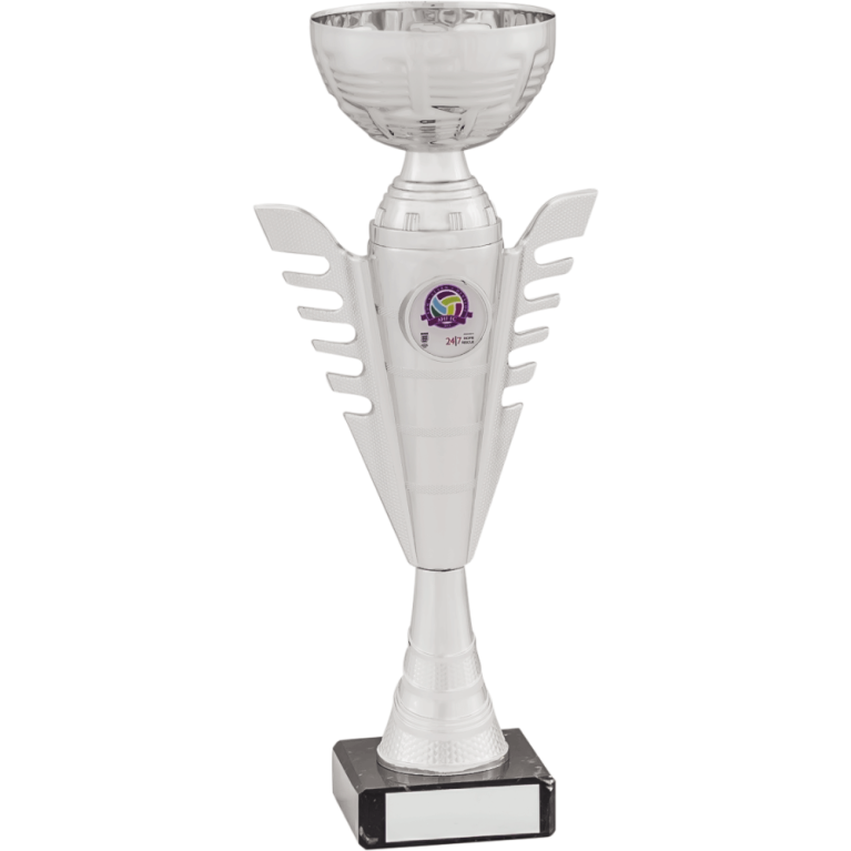 All Activity with Bright Silver Bowl with Winged Stem and 1" Centre on Marble Base in 8 sizes