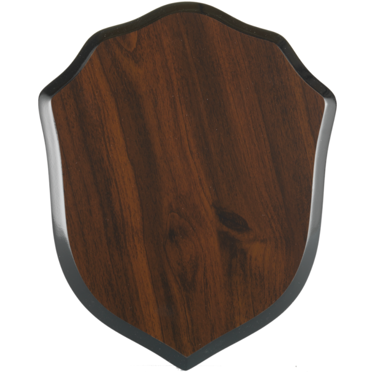 Wooden Shield with Strut in Walnut Finish 5 sizes